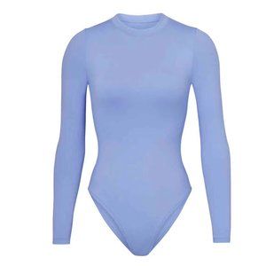 SKIMS Swim Long Sleeve One Piece Bodysuit S Periwinkle